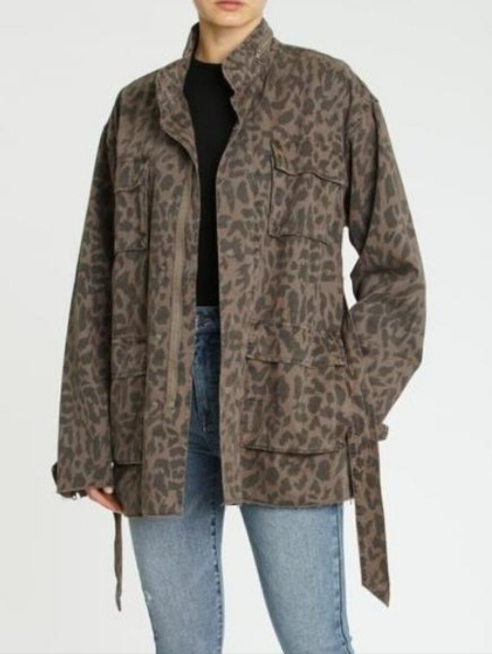 Pistola Dex Cargo Belted Jacket In Leopard Print